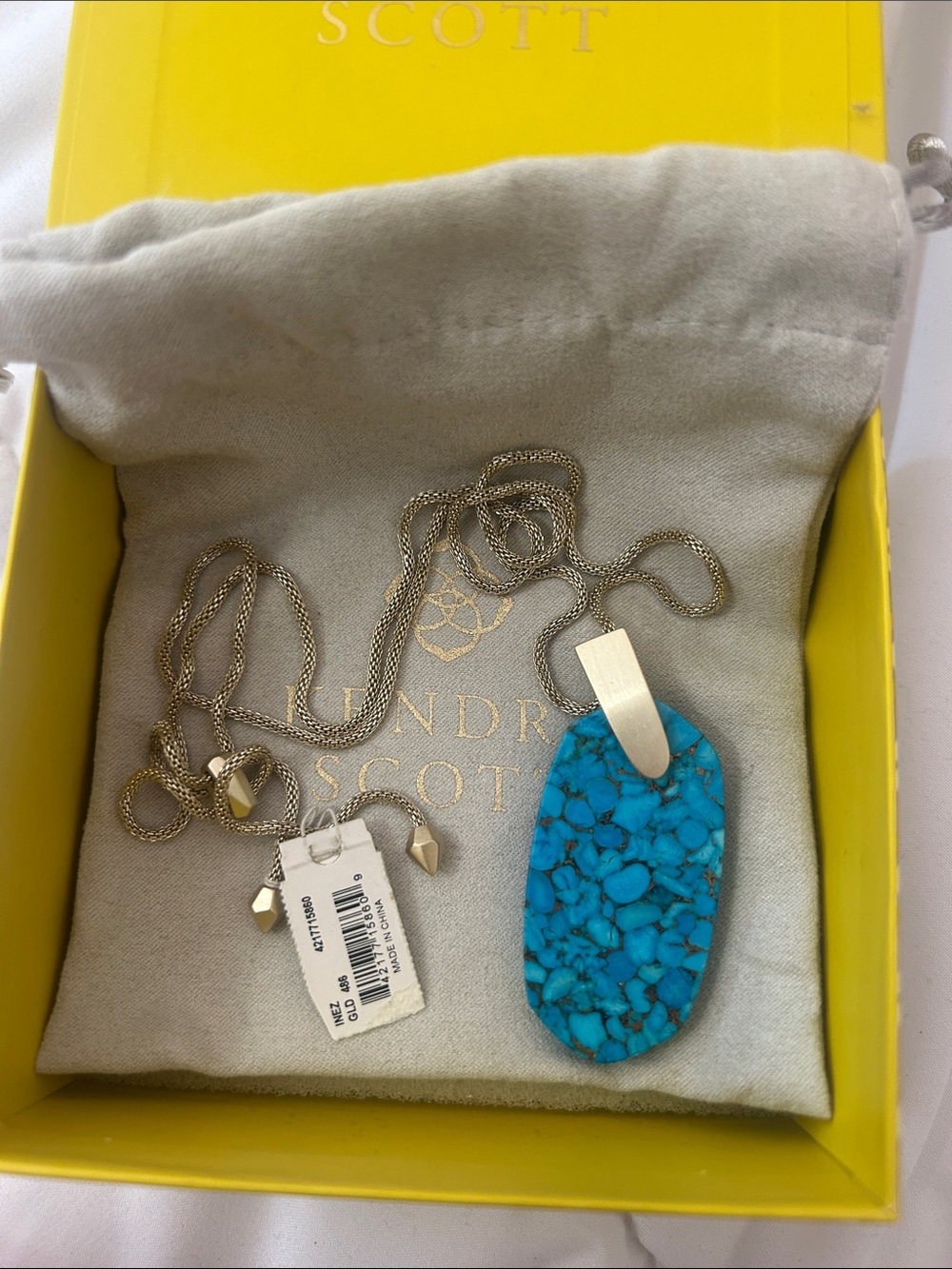 Kendra Scott Inez Pendant Necklace | Gold & Turquoise | NWT